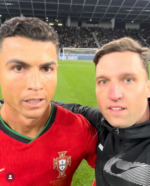 Janez Kozelj and Cristiano Ronaldo in Stožice, Ljubljana photo Screenshot instagram https://www.instagram.com/janezkozelj/